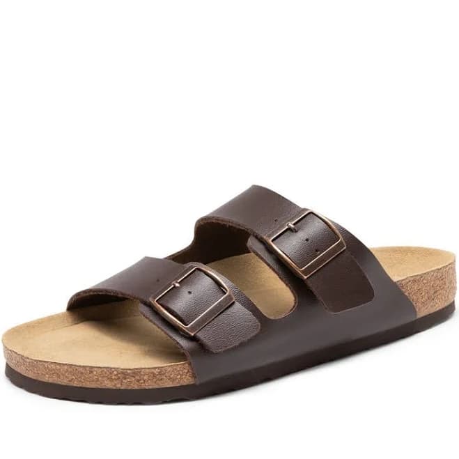 Bruno Marc Men's Cork Double Strap Slide Sandals