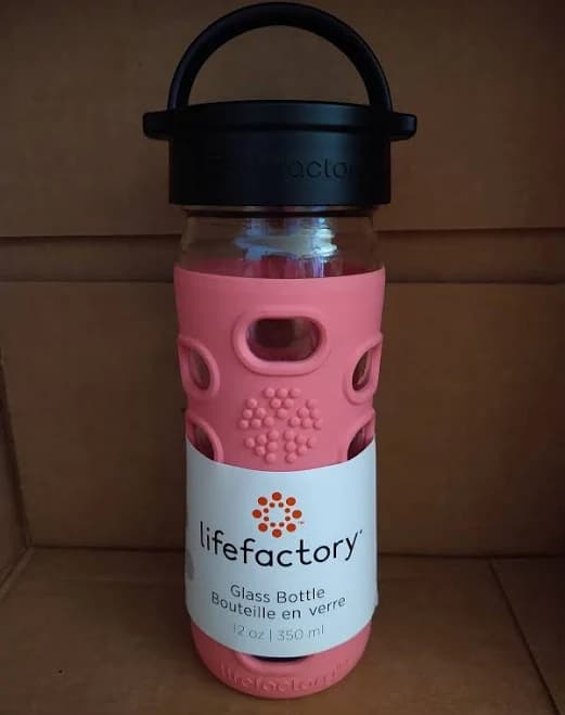 Life Factory 12oz Glass Bottle With Protective Sleeve. Dishwasher Safe