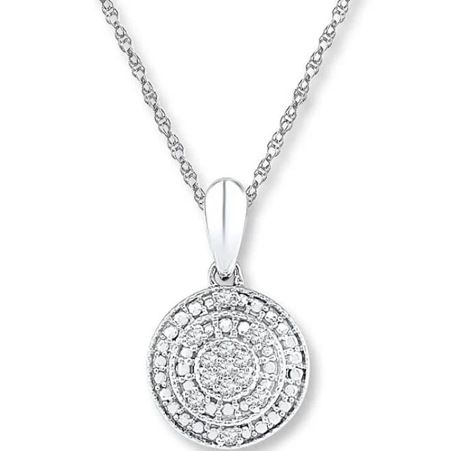 Sterling Silver Diamond Circular Necklace, 18"