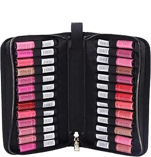 ROWNYEON Lipstick Organizer Case Lipstick Holder Portable Lipstick Bag Travel Makeup Bag Cosmetic Case Large Capacity Lipstick Carrying Case Makeup Artist Lip Gloss Storage Bag