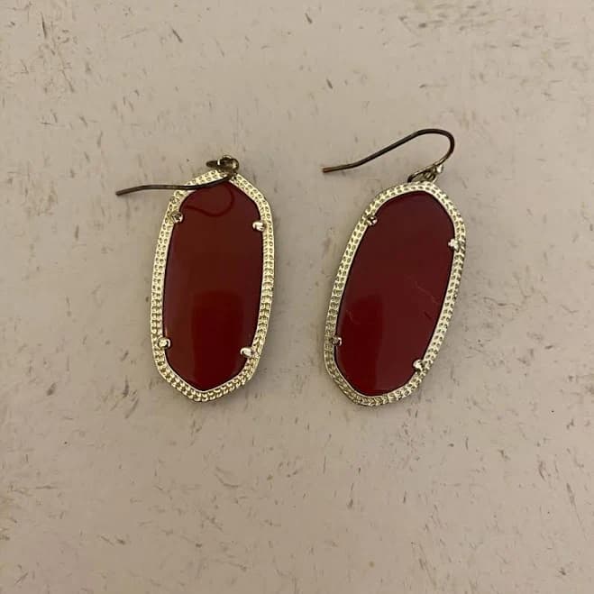 Kendra Scott Jewelry | Kendra Scott Dani Earrings - Maroon/Gold | Color: Gold | Size: Os | Goldy99's Closet