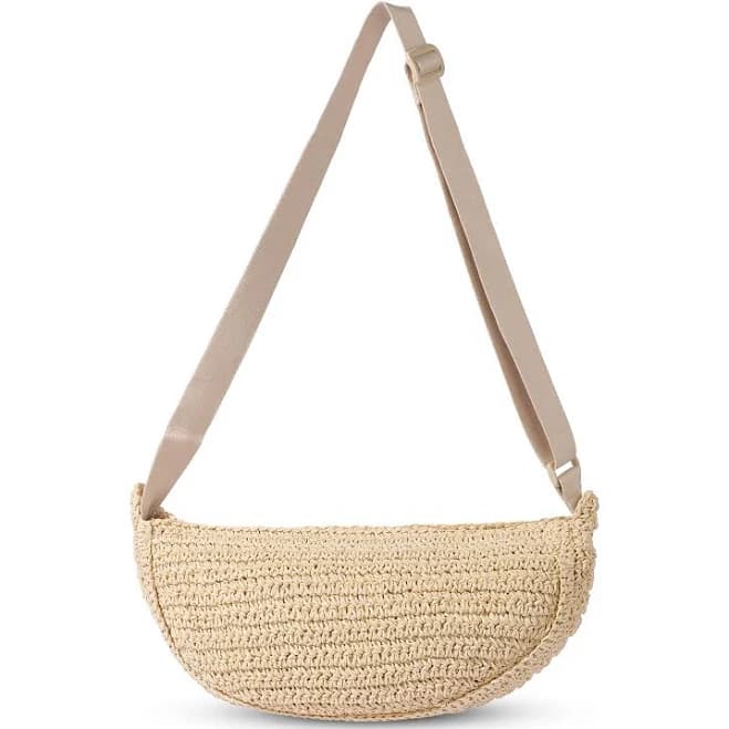 Handmade Crochet Straw Crossbody Bag