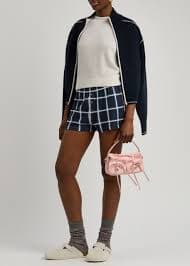 Guest In Residence Picnic Plaid Intarsia Silk-Blend Shorts - Lemon Combo - 80% Off | Editorialist