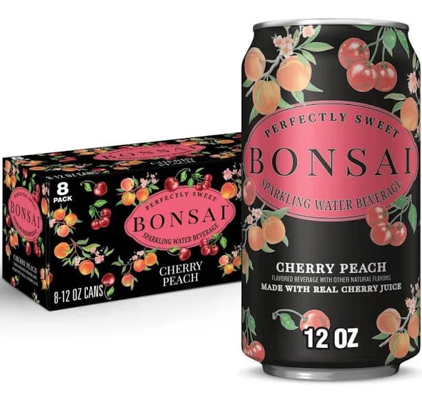Bonsai Cherry Peach Sweetened Sparkling Water Cans