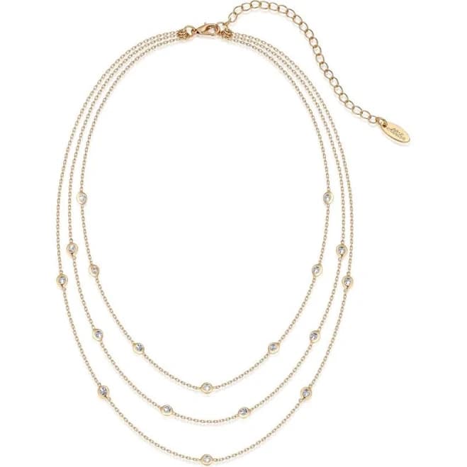 Ettika 18k Gold Plated Crystal Dot Layered Necklace