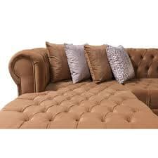 Portofino Mocha Velvet Tufted Modern Fabric Double Chaise Sectional, Large Living Room Couch - Walmart.com