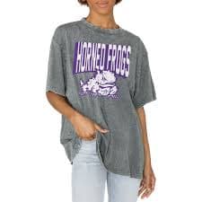Women's Gameday Couture Gray TCU Horned Frogs Solid Defense Oversized T-Shirt