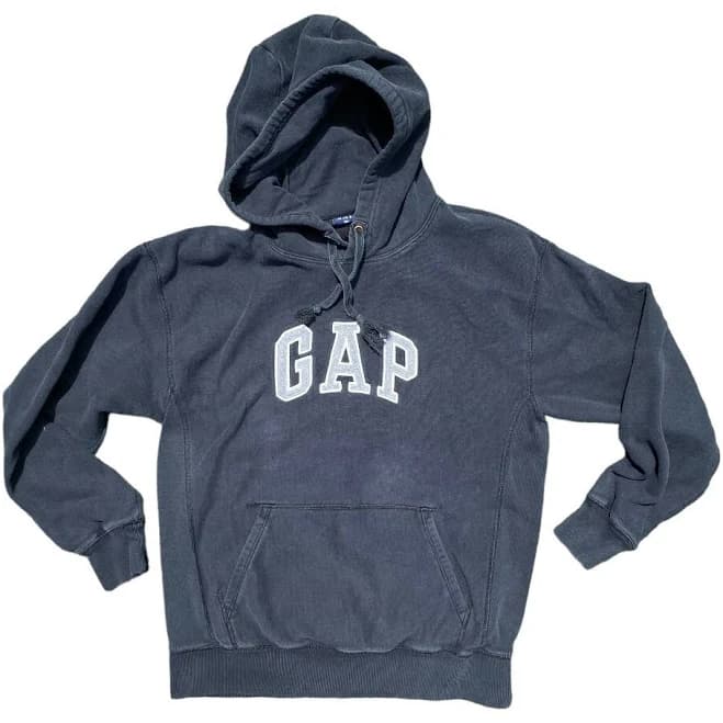 90s Vintage Gap Hoodie Mens Black Streetwear Heavy Cotton Sweatshirt