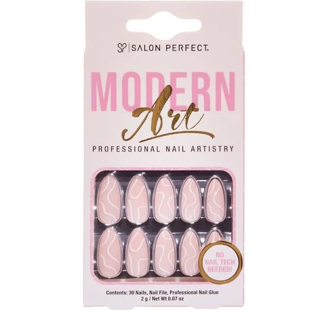 Salon Perfect Nail Modern Art White Swirls Mat