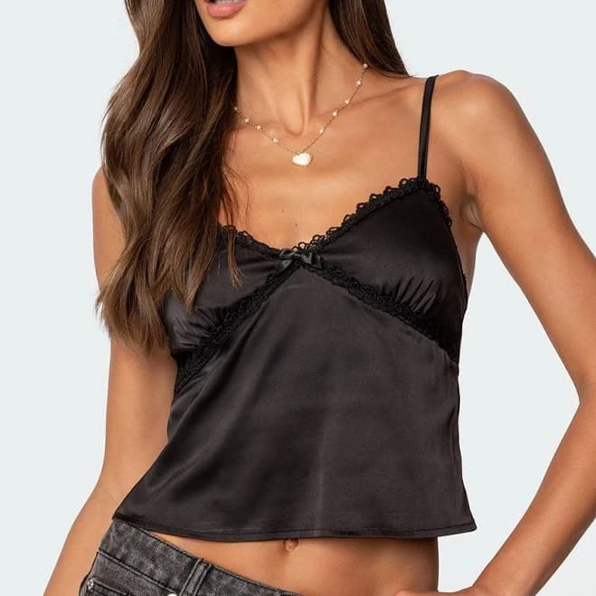 Edikted Women's Imani Satin Effect Tank Top
