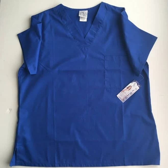 Prestige Women's Medical Dental Royal Blue Scrub Top Size LG Unisex