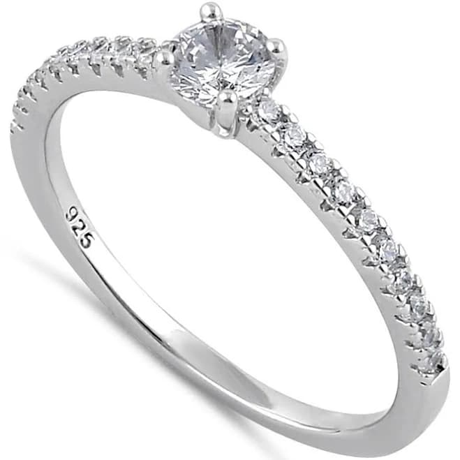 Sterling Silver Dainty Clear CZ Engagement Ring