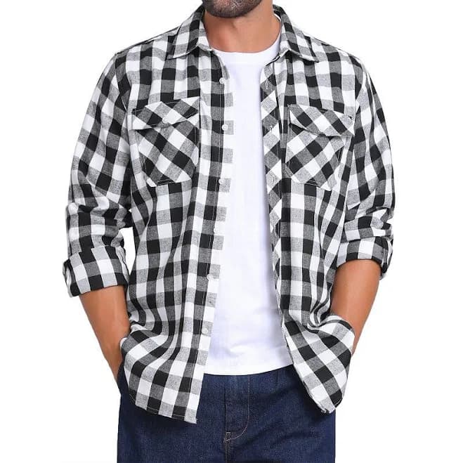 Inspire Chic Men's Slim Fit Long Sleeved Checked Button Down Shirt
