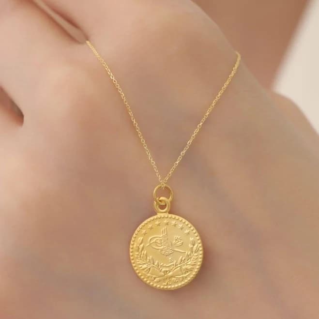 14K Solid Gold Ottoman Monogram Pendant