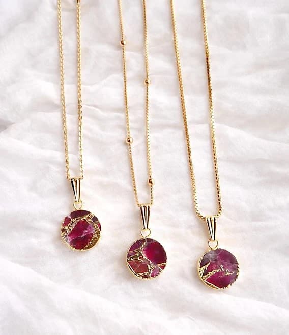 Dainty Minimalist Gold Berry Garnet