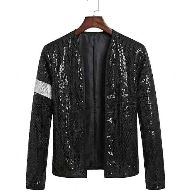 Michael Jackson Mj Thriller Style Black Sequin Jacket Stage Dance