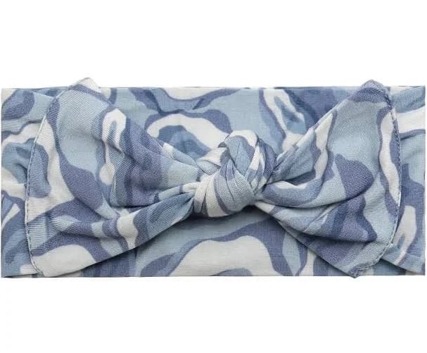 Bow Headband | Super Soft Viscose Bamboo | Blue Oyster Print | Free Shipping >$50