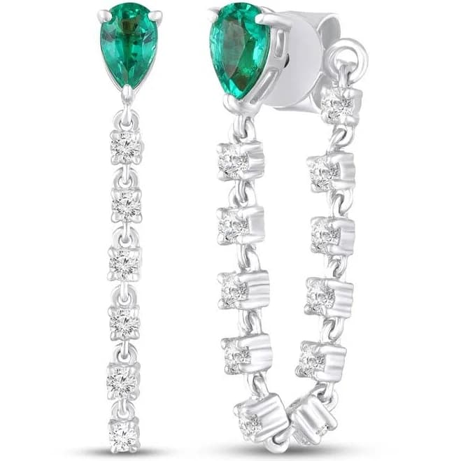 Studio by Kay Sterling Silver Pear-Shaped Lab-Created Emerald & Sapphire Dangle Earrings