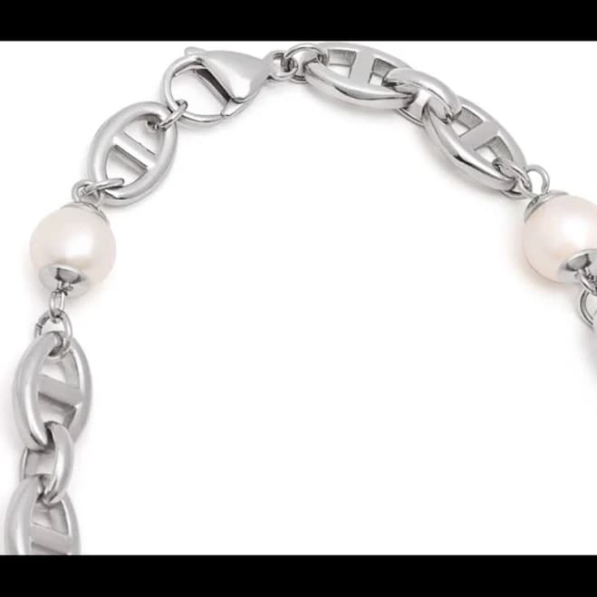 Nialaya Men's Mariner Pearl Chain Necklace