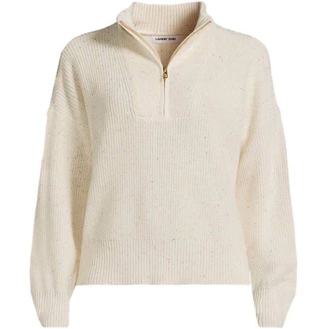 Lands' End Women's Drifter Shaker Wedge Quarter Zip Sweater