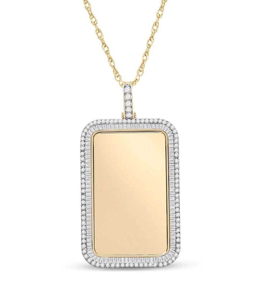 10kt Yellow Gold Men's Baguette Diamond Dog Tag
