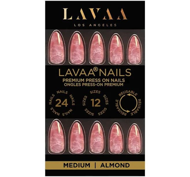 Lavaa Beauty Pink Marble Press-On Nails