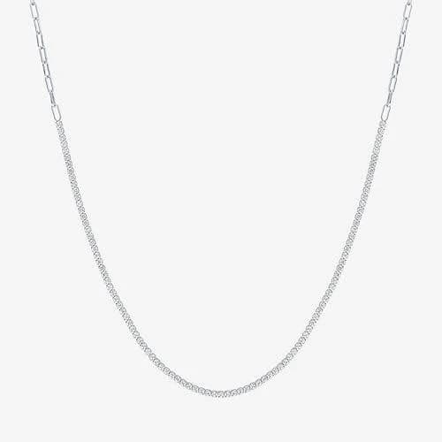 Sterling Silver White Sapphire Tennis Necklace