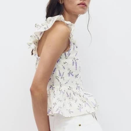 H&M Ladies Tie-Detail Peplum Blouse