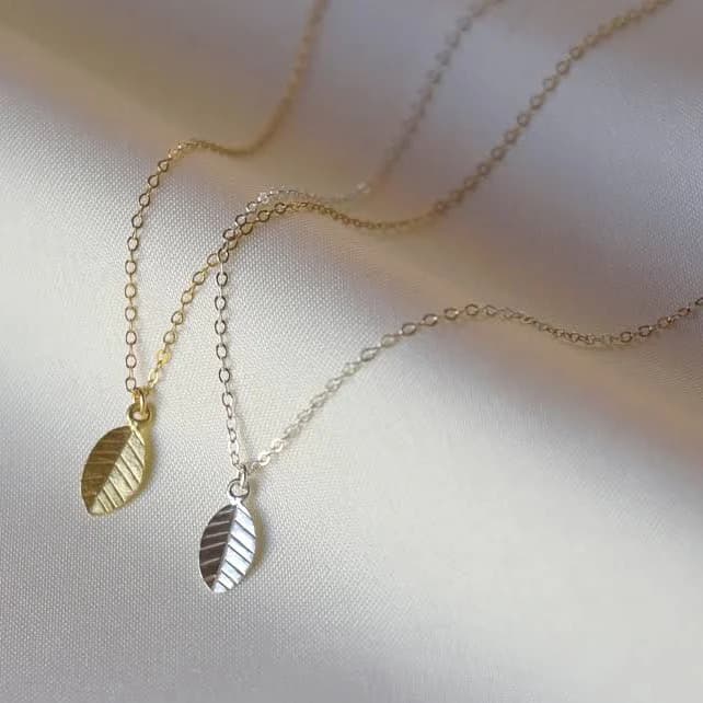 14K Gold Fill Vermeil Leaf Necklace