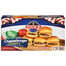 Pick 5 Cheeseburger Sliders, 6 sliders [15.20 oz (0.95 lbs) 431 g]