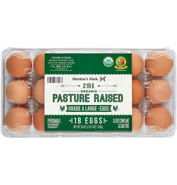 Pasture Raised Organic Grade A Large Brown Eggs