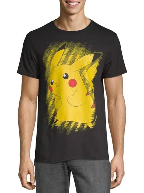 Pokémon Men's Brushstroke Pikachu Graphic Crew Neck T-Shirt