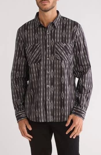 Lucky Brand Men's Mason Patterned Long Sleeve Cotton Button-Up Shirt