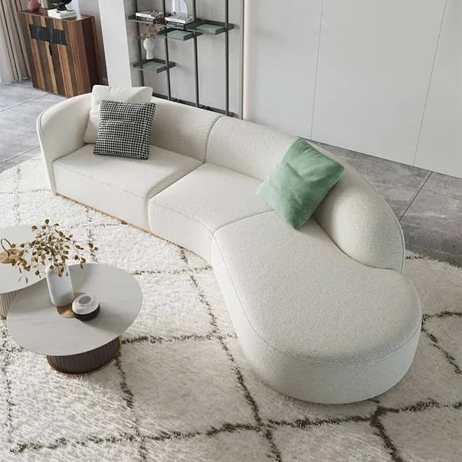 134" Curved Upholstered 5-Seater Floor Sofa