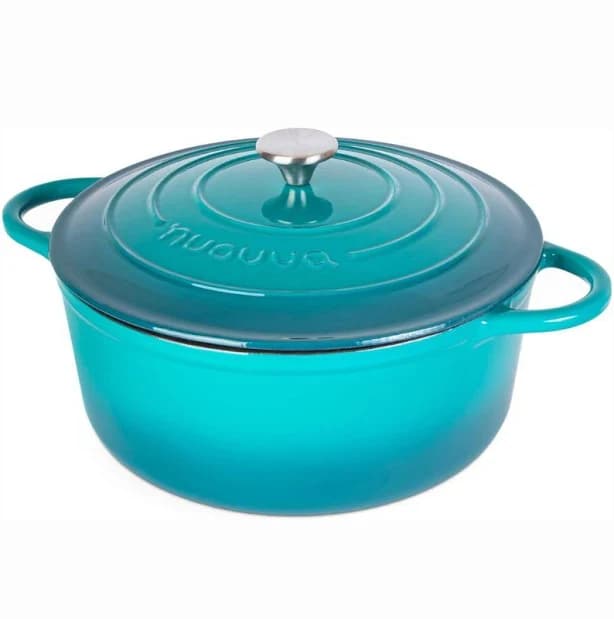 Teal Enemalled Cast Iron Dutch Oven, Casserole Pot - 30cm - 6.9L