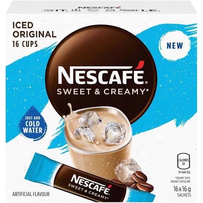 Nescafe Sweet & Creamy Iced Coffee, Instant Coffee Sachets, 16X16G | Imported | Pantry | Vanilla