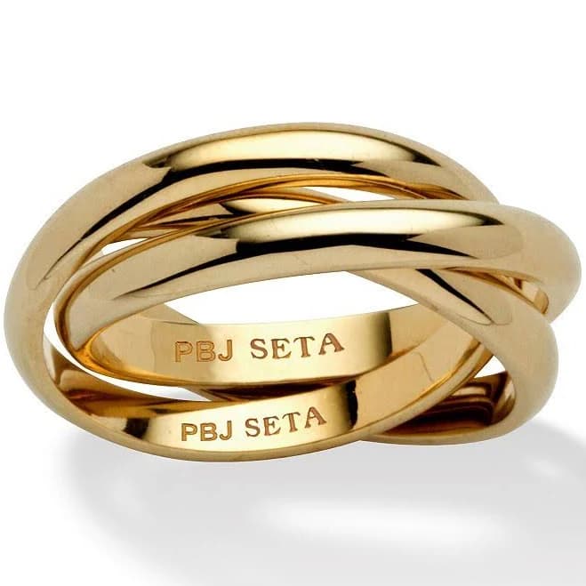 PalmBeach Jewelry Yellow Gold-Plated Rolling Triple Band Crossover Ring Women's