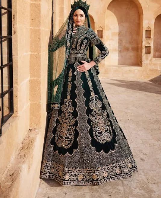 Long Tail Beaded Maxi Evening Kaftan Ball Gown