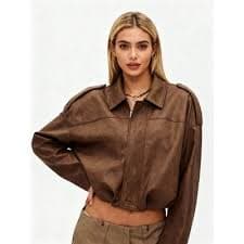 Cherie Code Women's Cropped Utility Jacket – Collared, Long Sleeve, Polyester Mocha S : Target