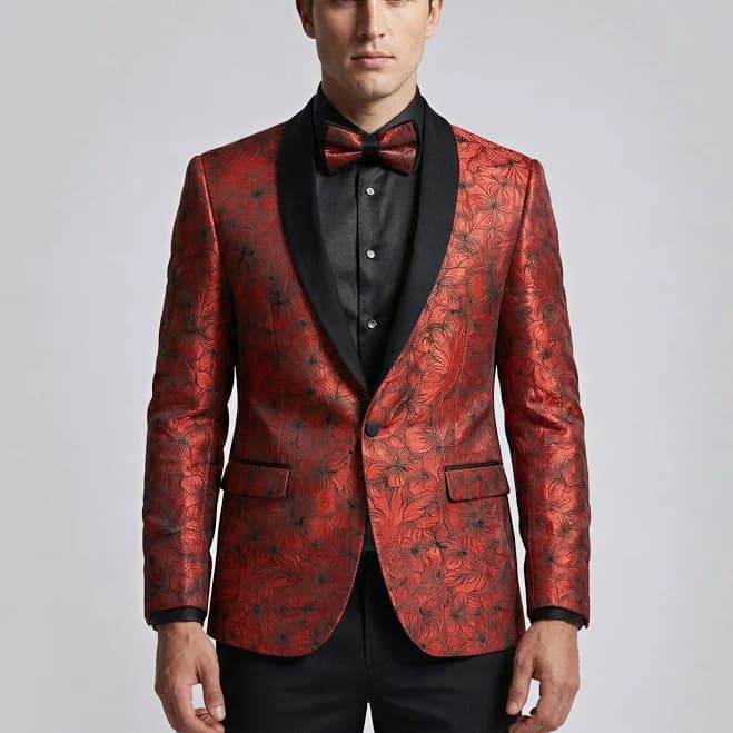 Floral Shawl Lapel Tuxedo Jacket