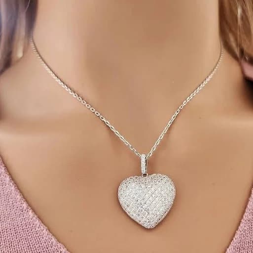 925 Sterling Silver Cubic Zirconia Heart Necklace