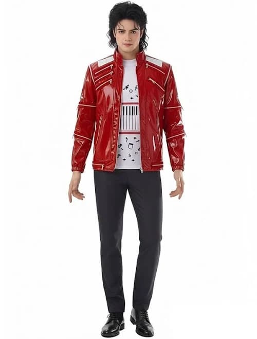 Michael Jackson Beat It Costume 80s Pop King Faux Leather Jacket and Pants