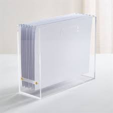 Clear Document Box Chiisong Acrylic File Box With 30 Hanging Folders - Bamboo Handle Letter Size Organizer Clear Document Organizer With Hanging Folders Bamboo