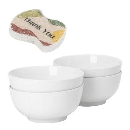 Dowan 22Oz Large Ceramic Salad Prep Bowl Set of 4, Porcelain Pasta Serving Bowl, Large Capacity Chip Resistant Bowls, Dishwasher & Microwave Safe,