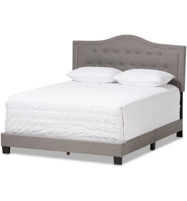 Baxton Studio Emerson Light Fabric Upholstered Size Bed
