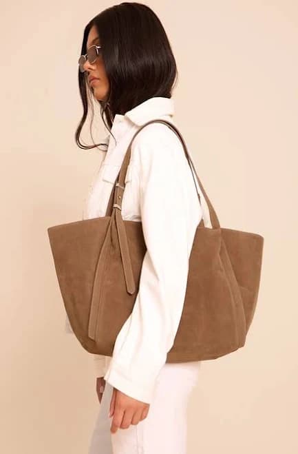 Faux Suede Tote Bag