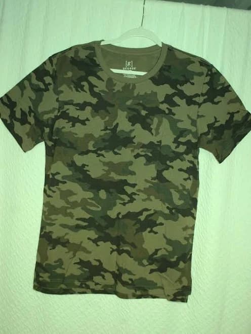 Mens S/s T-shirt Green Black Brown Camouflage Crew Neck Camo Size Xs