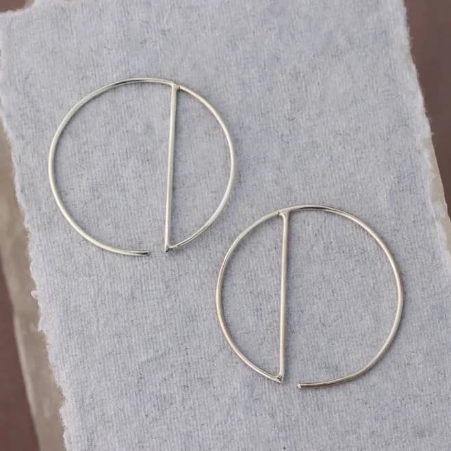 Unique Geometric Sterling Silver Hoop Earrings