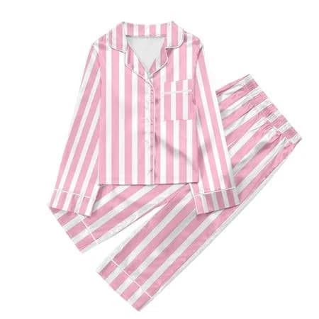 Hiijoy Big Girls Pajamas Striped Long Sleeve Button Shirt and Pants Sleepwear Suit, Sizes 3-14, Infant Girl's, Size: Kid(7-8 Y), Pink
