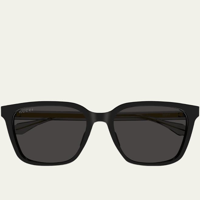 Gucci Men's Temple-Logo Rectangle Sunglasses